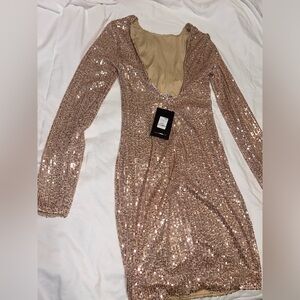 Fashion Nova Gold sequin dress size small.